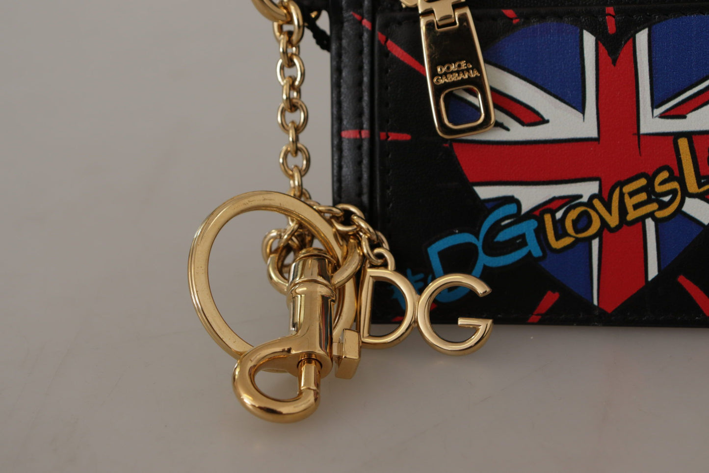 Dolce & Gabbana Black Leather #DGLovesLondon Keyring Cardholder Coin Case Dolce & Gabbana
