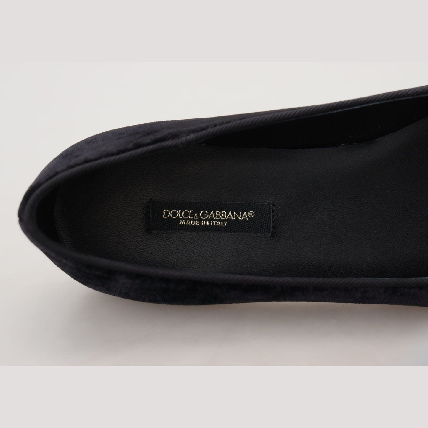 Dolce & Gabbana Black Velvet Slip Ons Loafers Flats Shoes
