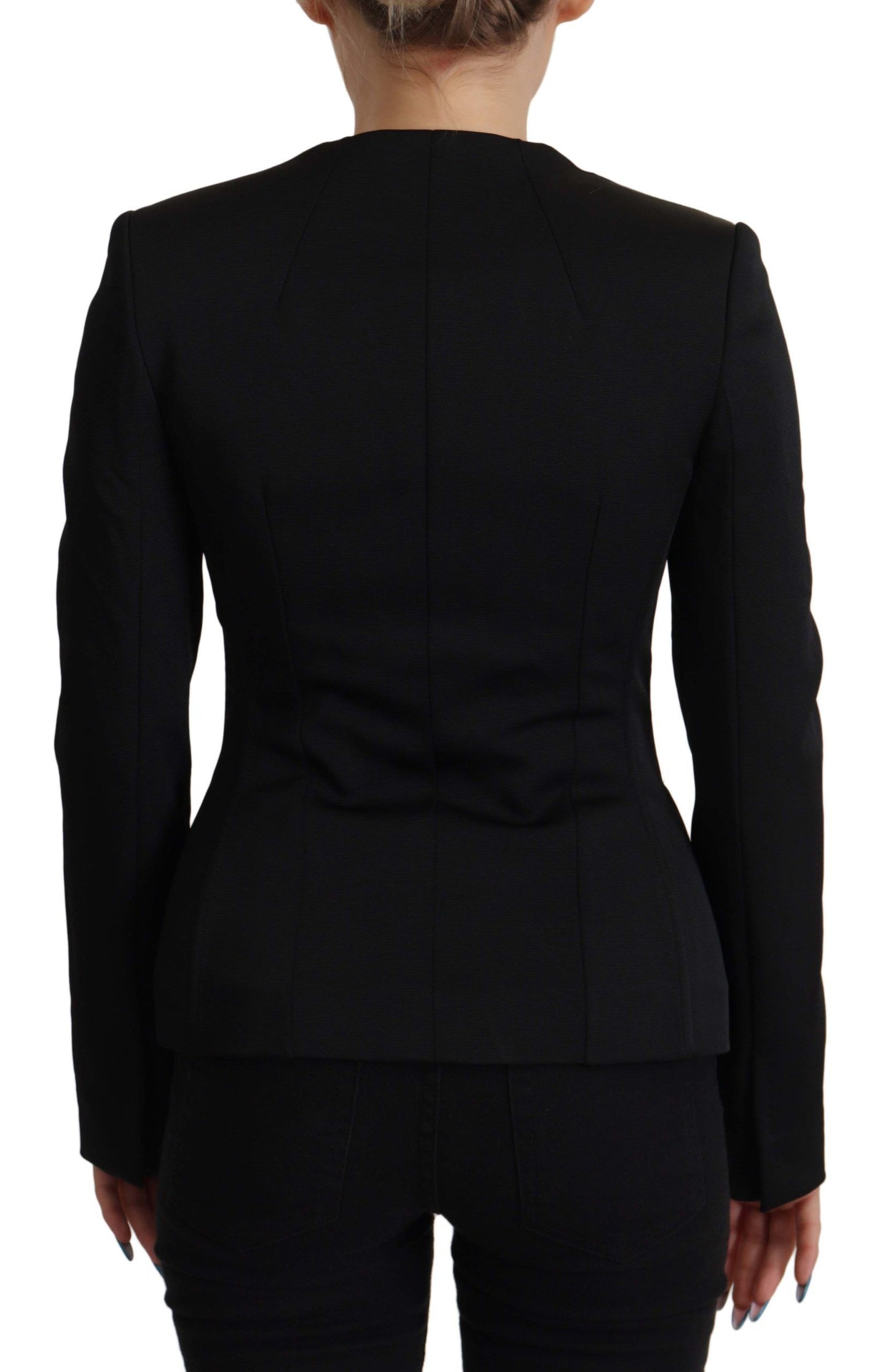Dolce & Gabbana Black Slim Fit Long Sleeves Snap Jacket Dolce & Gabbana