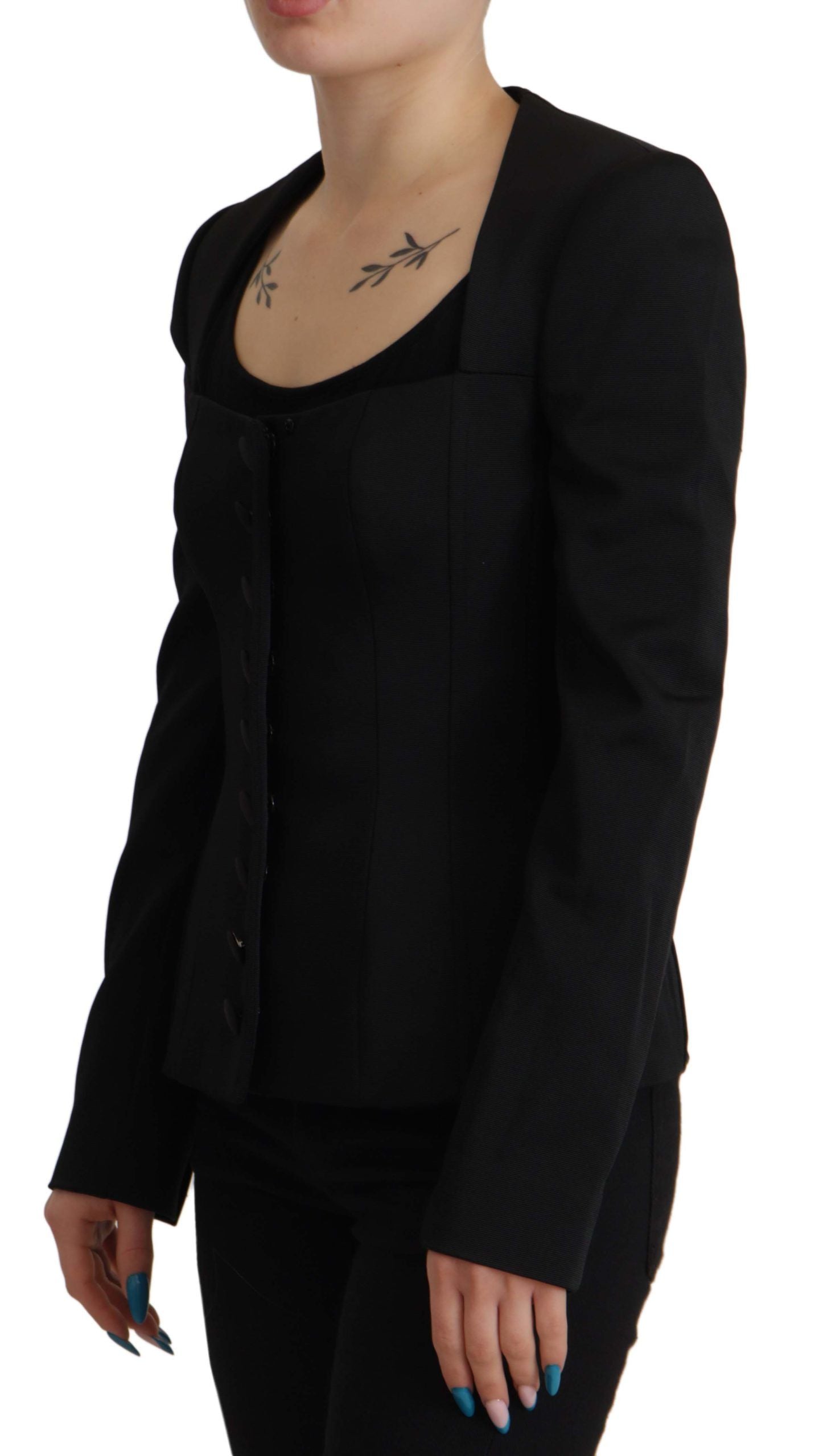 Dolce & Gabbana Black Slim Fit Long Sleeves Snap Jacket Dolce & Gabbana