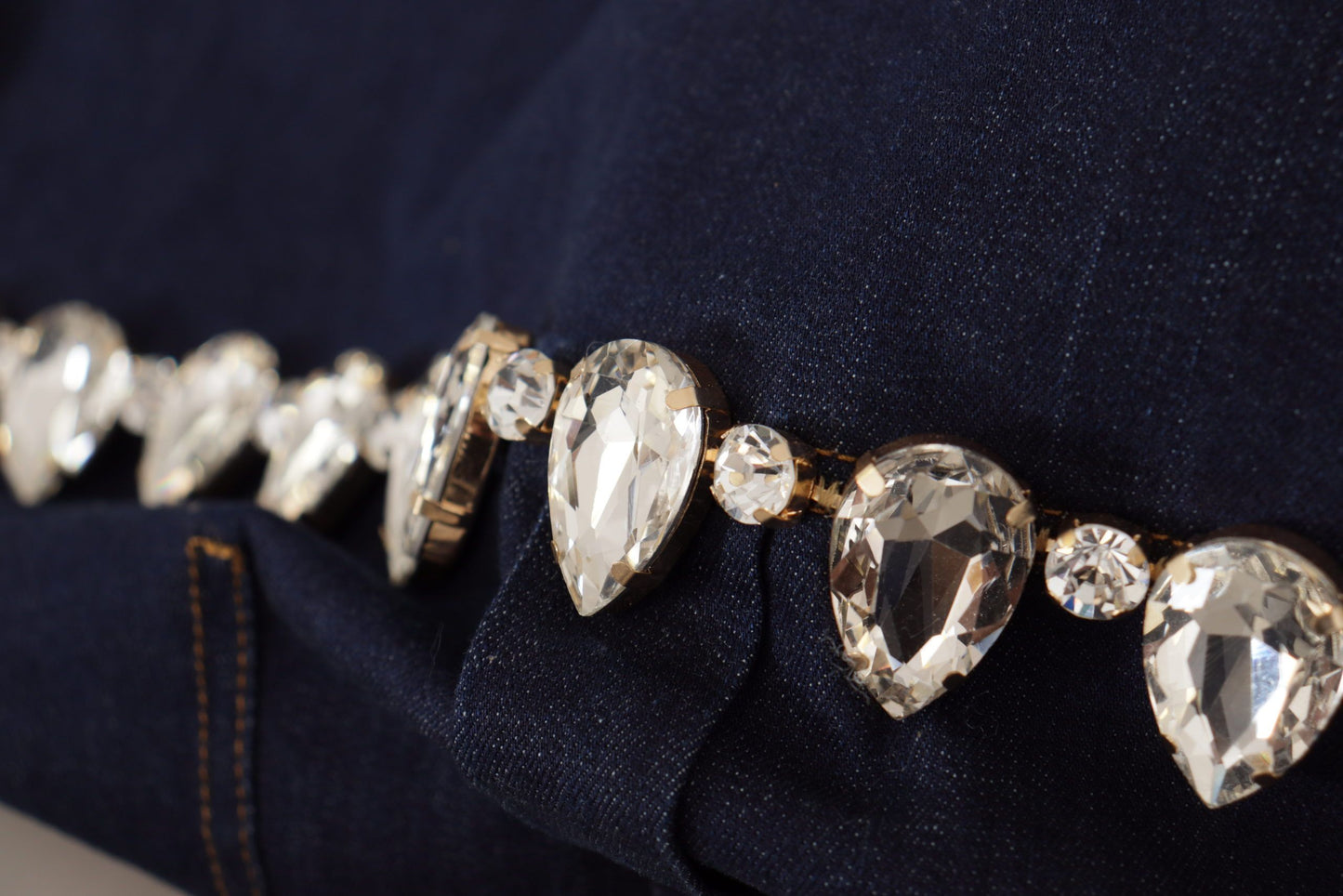 Dolce & Gabbana Blue Denim Crystal Embellish Cotton Jacket Dolce & Gabbana