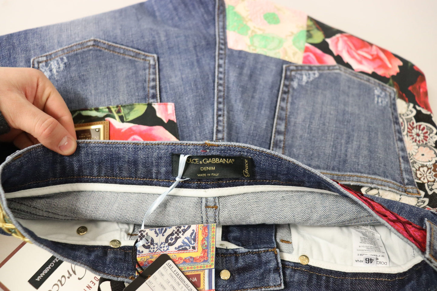 Dolce & Gabbana Blue Patchwork High Waist Denim Jeans Dolce & Gabbana