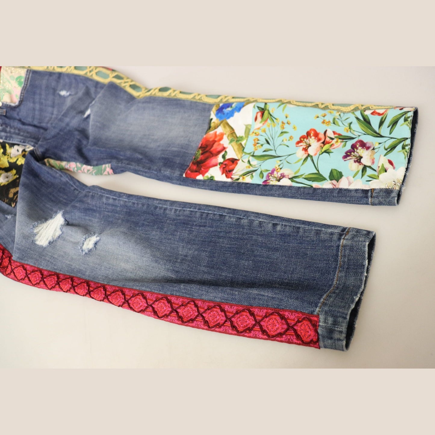 Dolce & Gabbana Blue Patchwork High Waist Denim Jeans