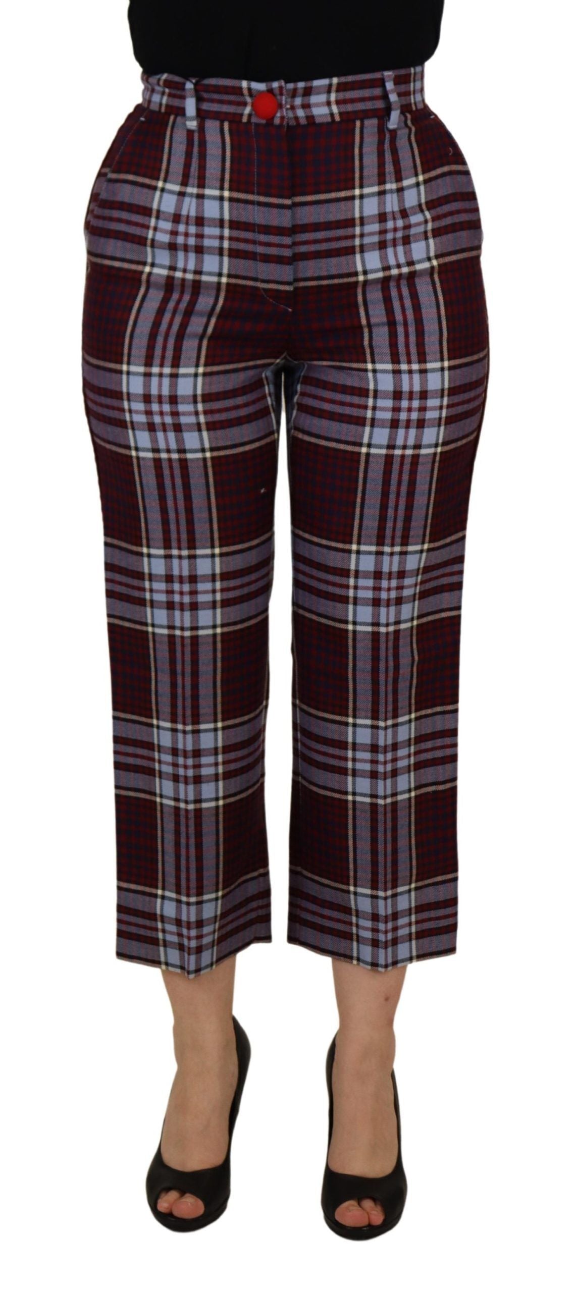Dolce & Gabbana Gray Checked High Waist Cropped Trouser Pants Dolce & Gabbana
