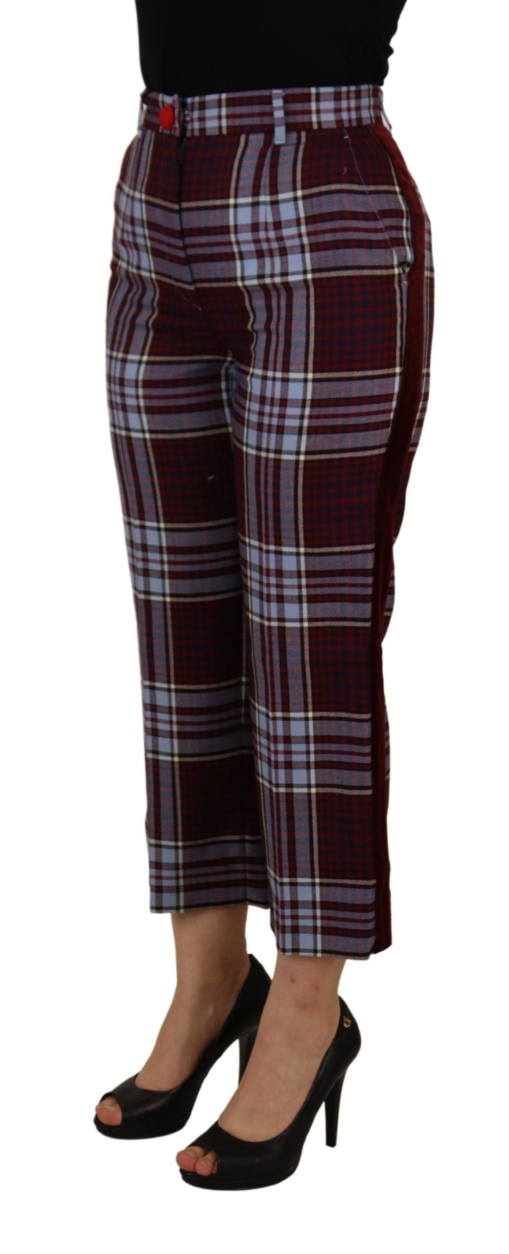 Dolce & Gabbana Gray Checked High Waist Cropped Trouser Pants Dolce & Gabbana