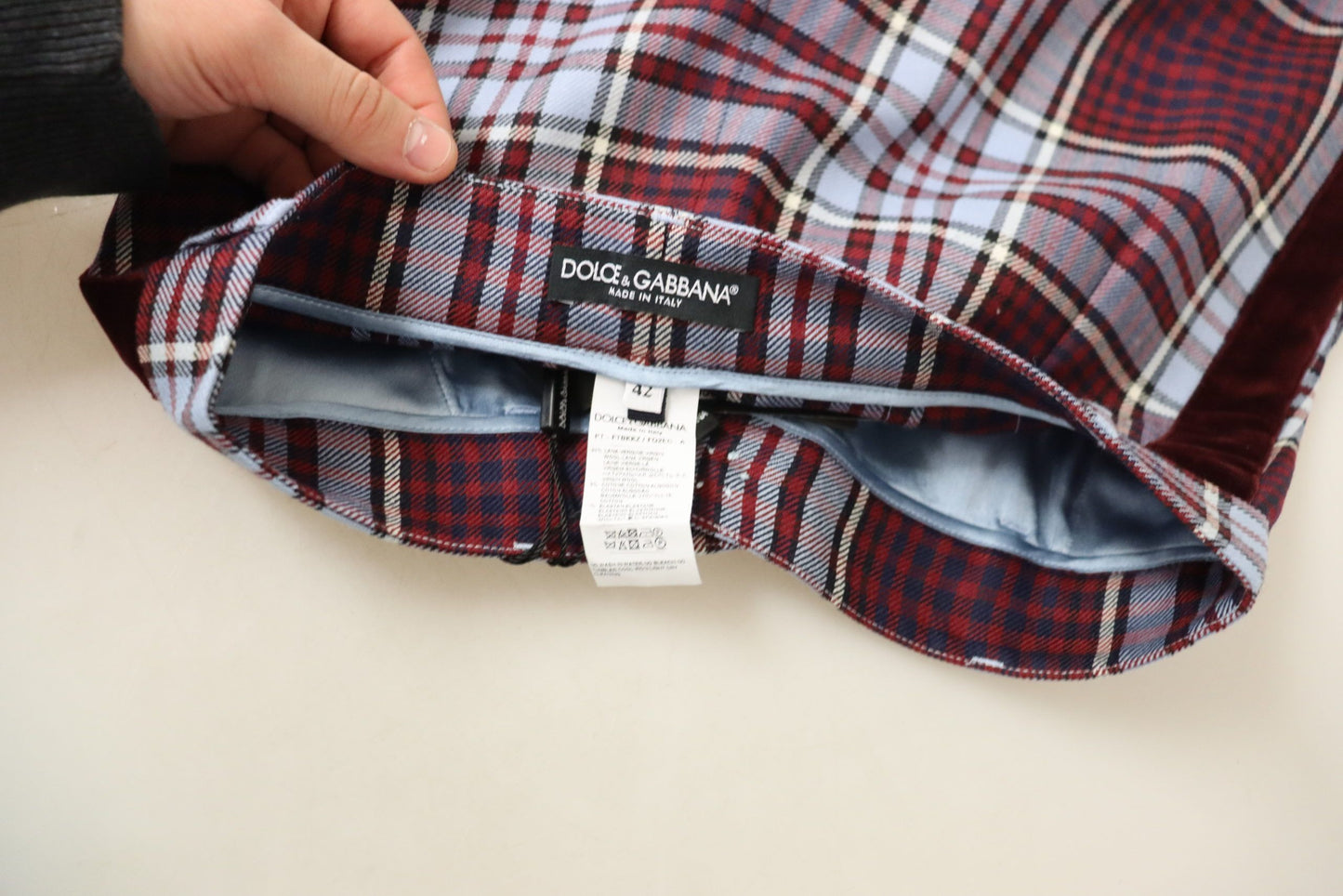Dolce & Gabbana Gray Checked High Waist Cropped Trouser Pants Dolce & Gabbana