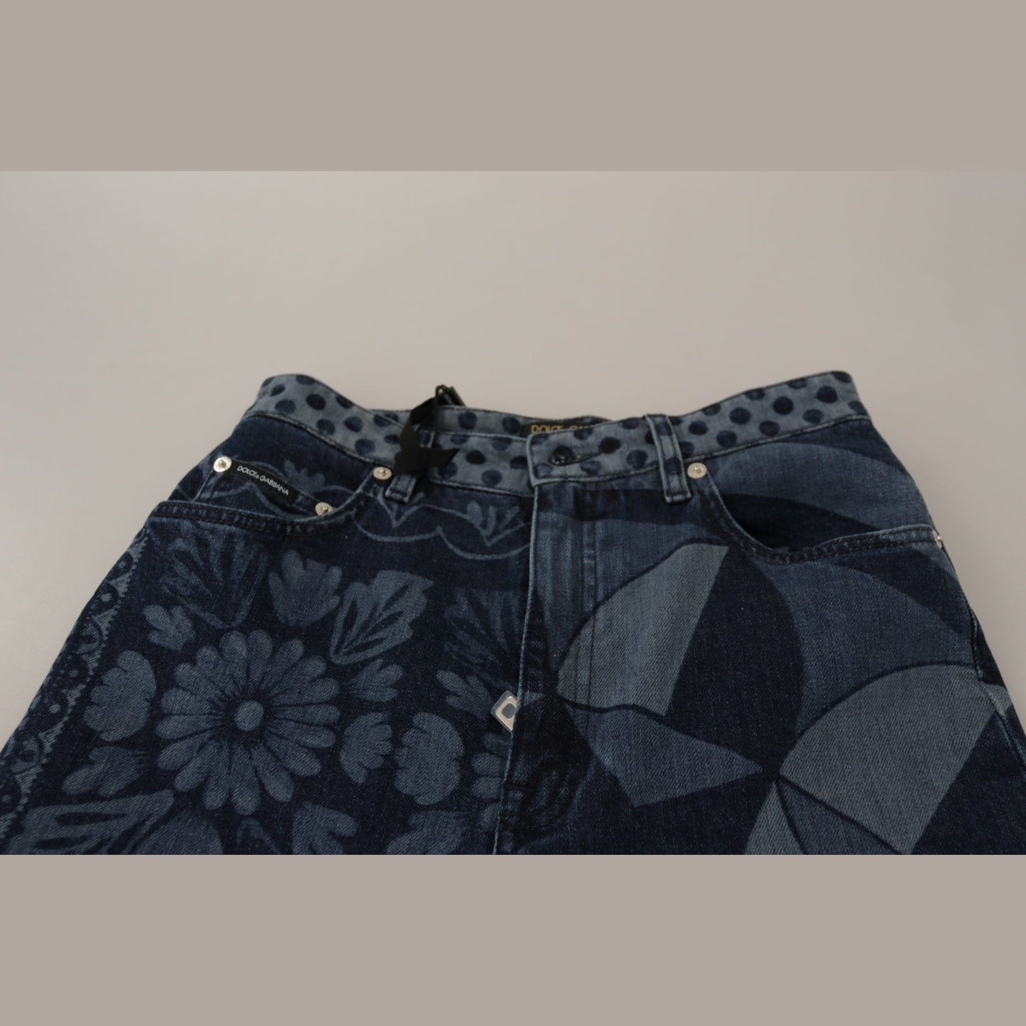 Dolce & Gabbana Blue Floral High Waist Skinny Denim Jeans Dolce & Gabbana
