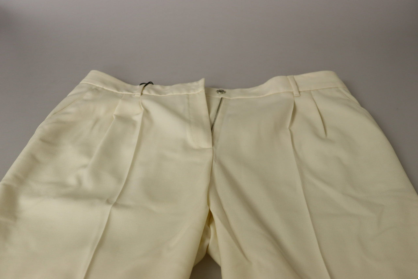Dolce & Gabbana Ivory High Waist Cropped Folded Hem Trousers Pants Dolce & Gabbana