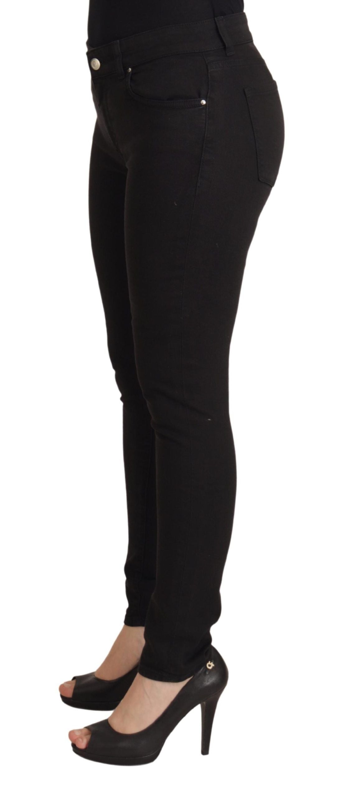 Dolce & Gabbana Black Mid Waist Skinny Denim Cotton Jeans Dolce & Gabbana