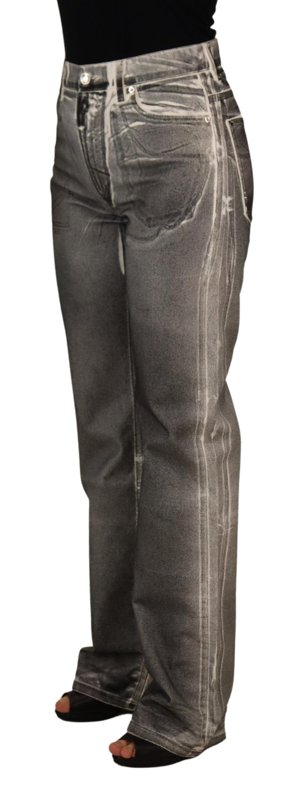 Dolce & Gabbana Grey Washed High Waist Denim Pants Cotton Jeans Dolce & Gabbana