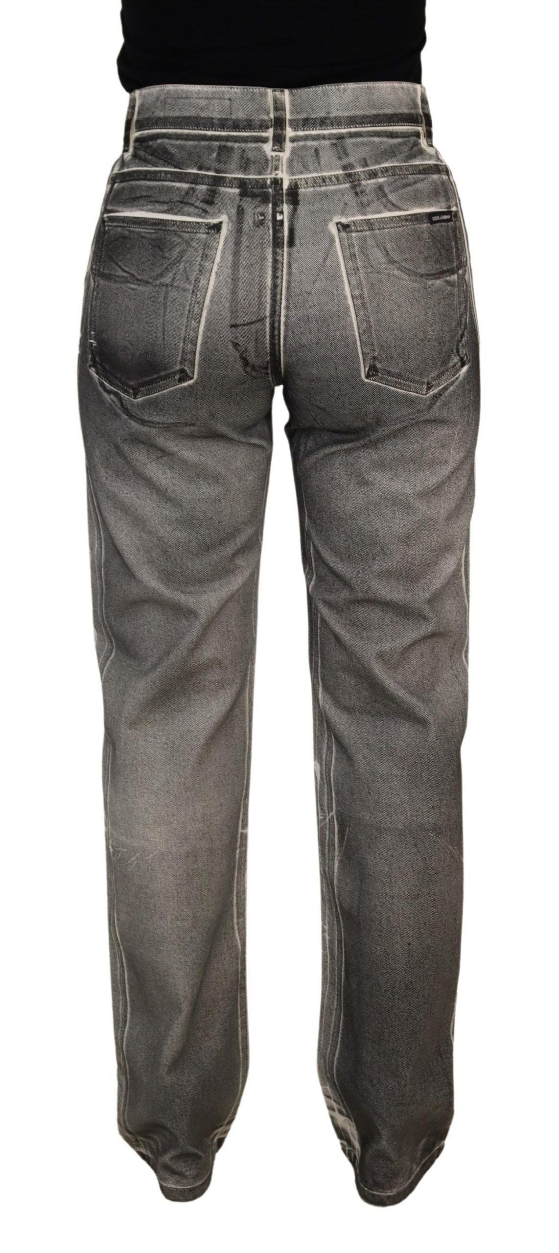 Dolce & Gabbana Grey Washed High Waist Denim Pants Cotton Jeans Dolce & Gabbana
