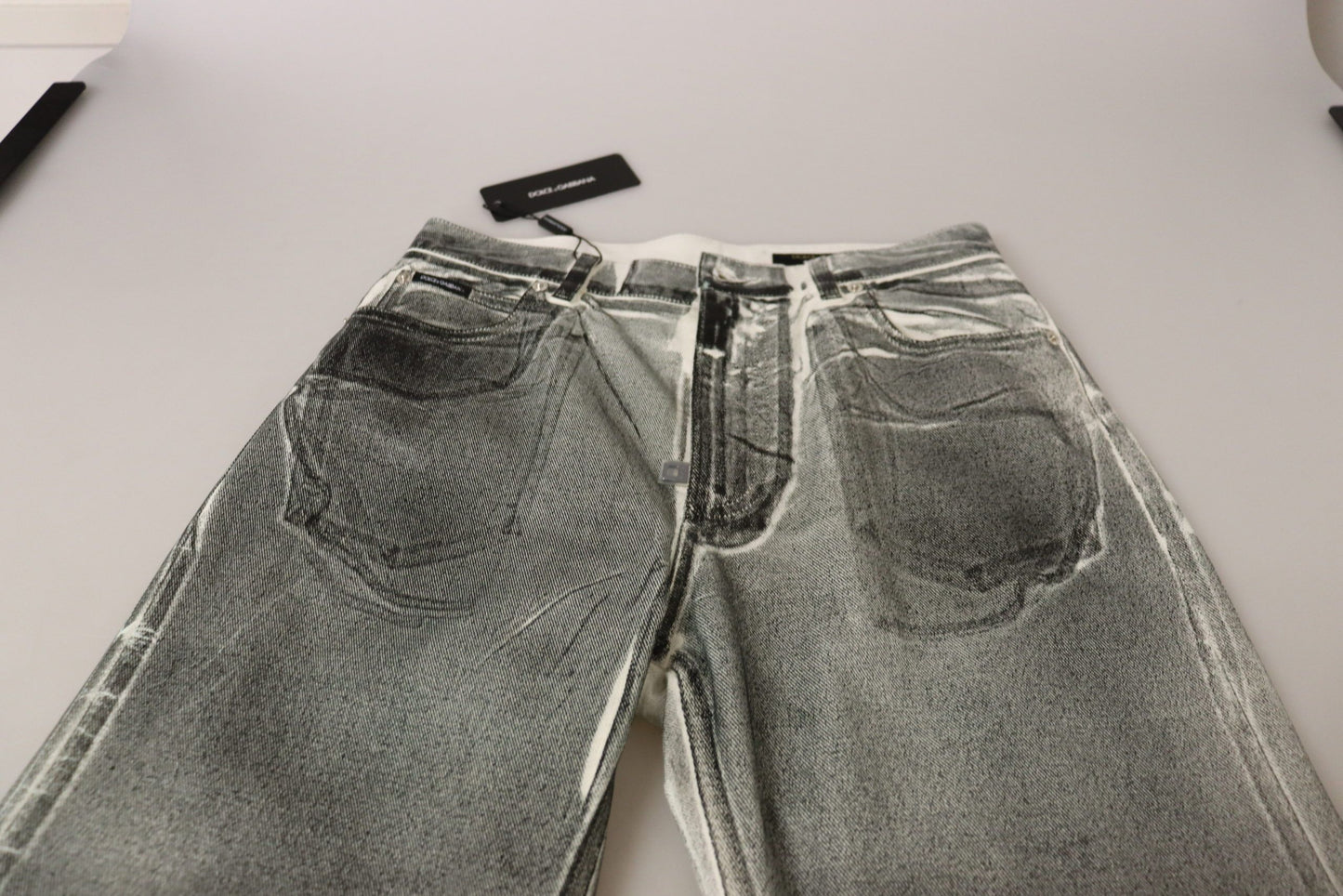 Dolce & Gabbana Grey Washed High Waist Denim Pants Cotton Jeans Dolce & Gabbana