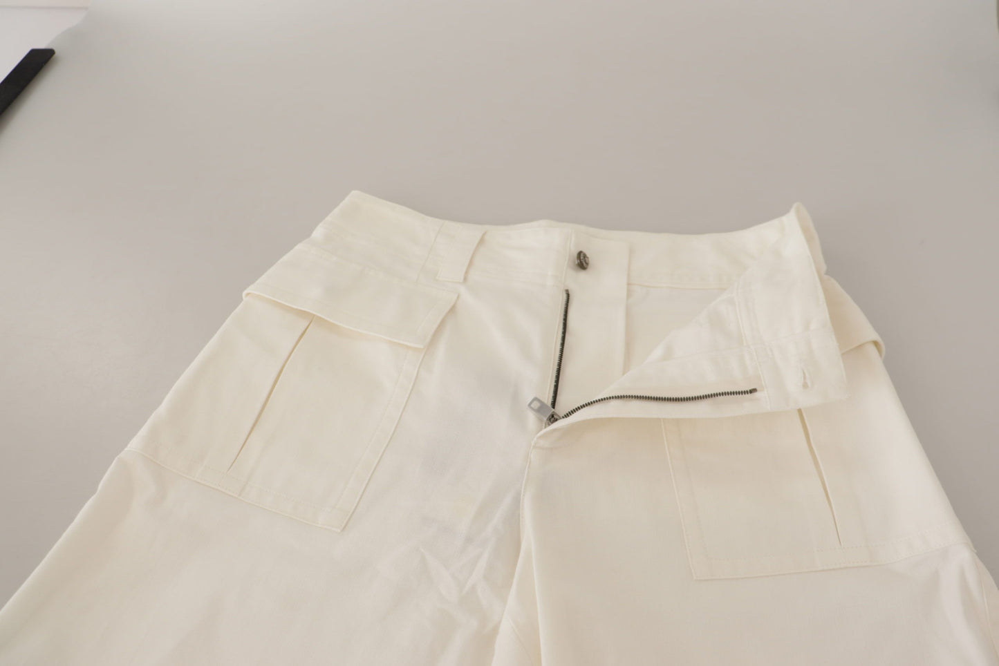 Dolce & Gabbana White High Waist Tapered Women Cotton Pants Dolce & Gabbana