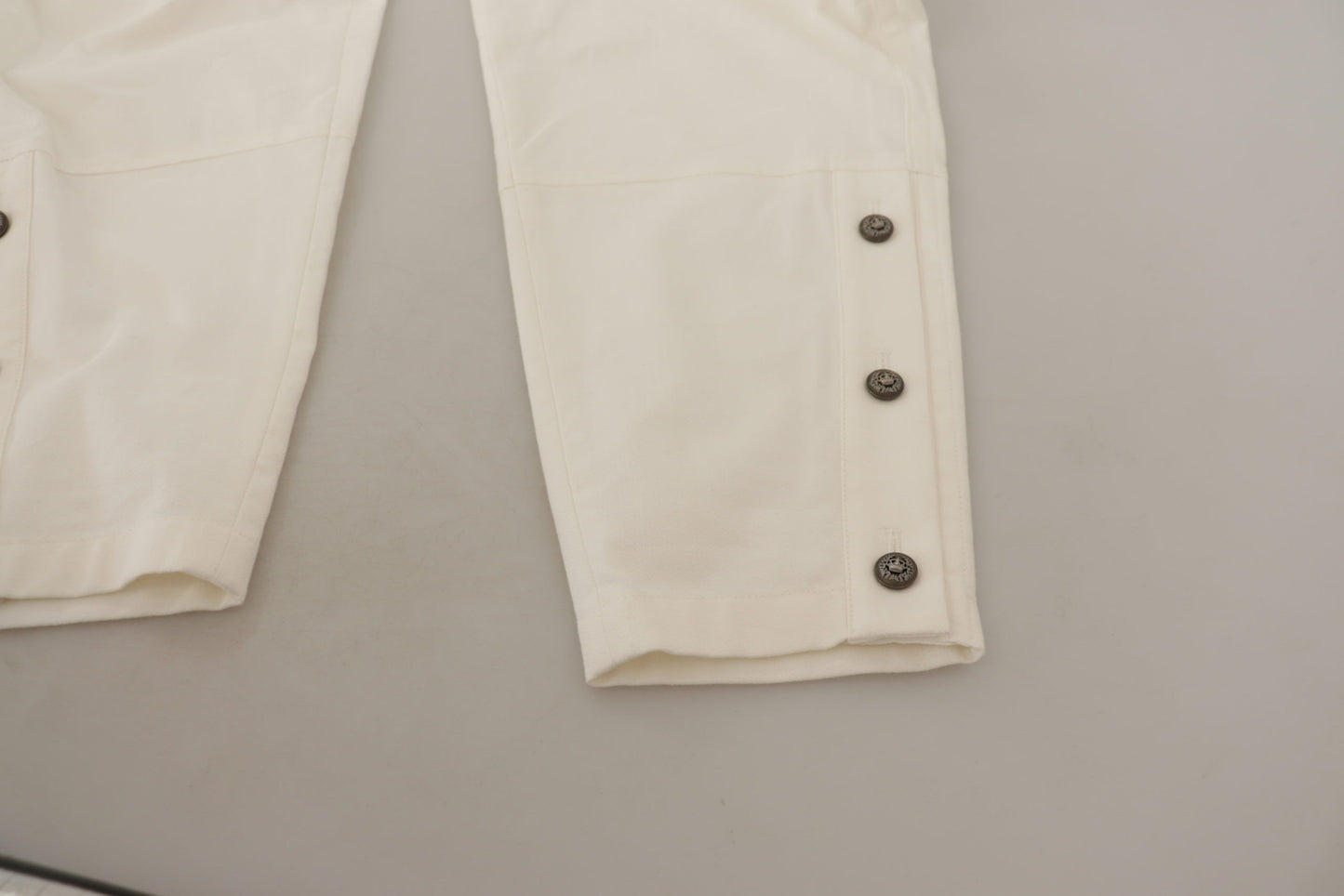 Dolce & Gabbana White High Waist Tapered Women Cotton Pants Dolce & Gabbana