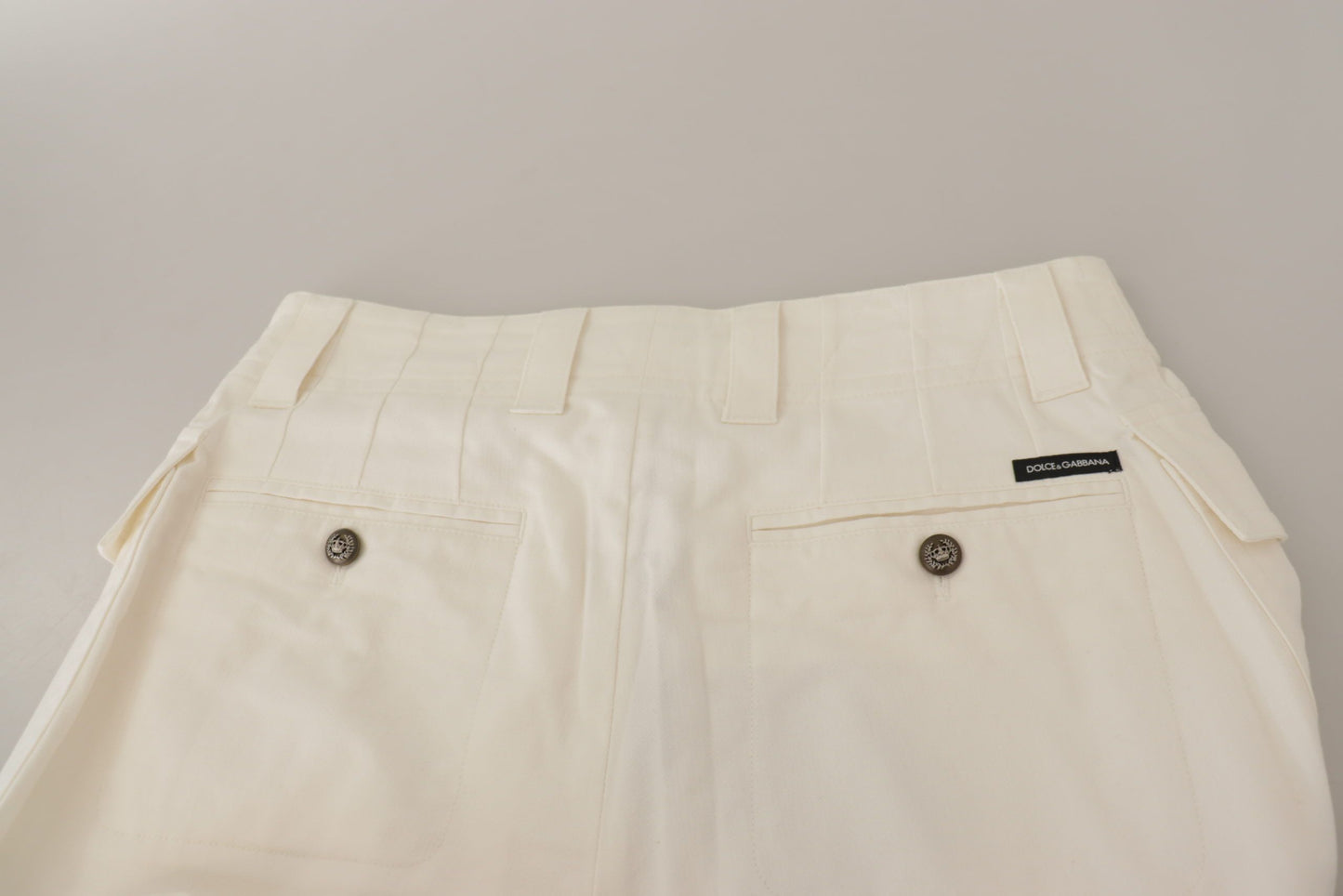 Dolce & Gabbana White High Waist Tapered Women Cotton Pants Dolce & Gabbana