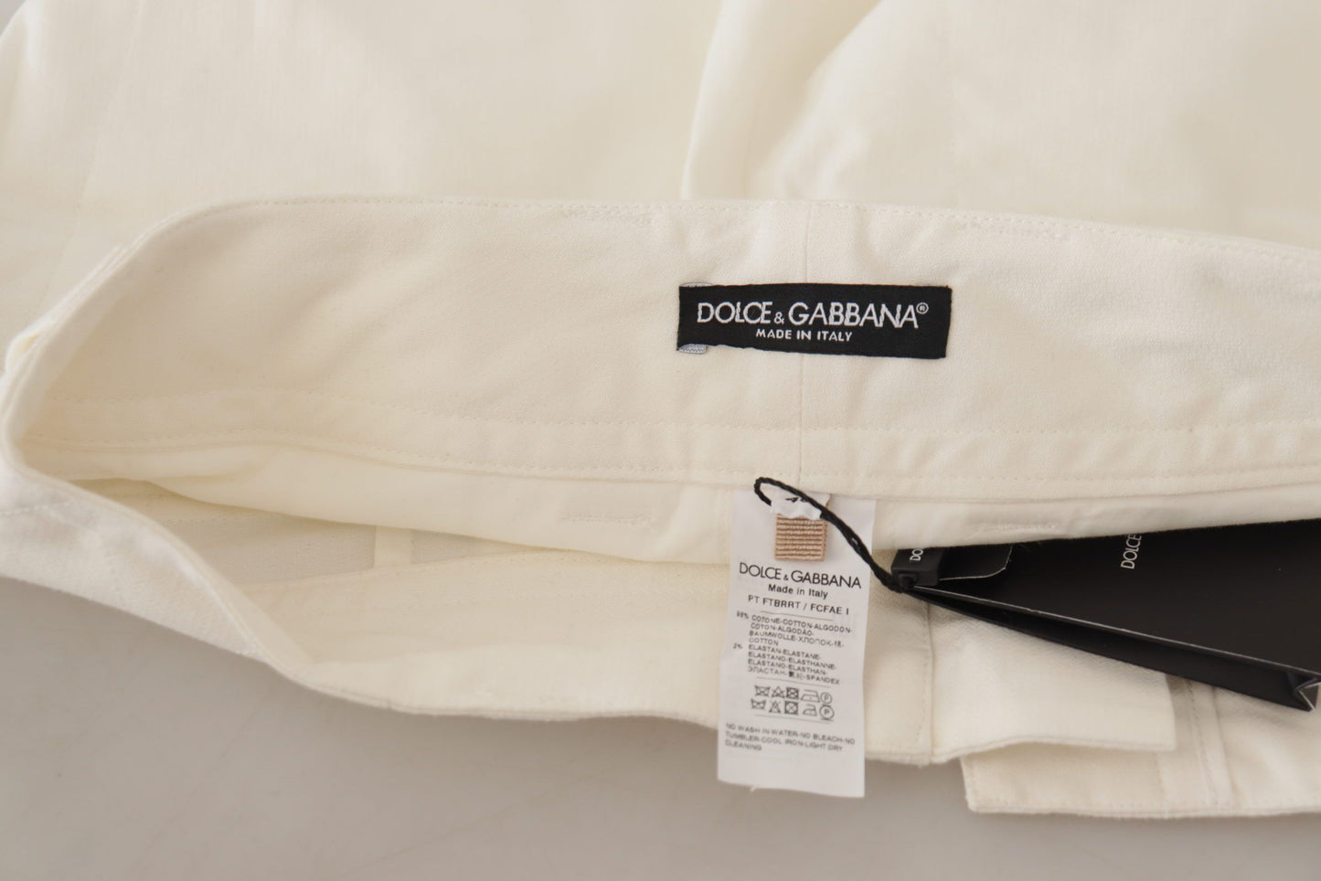 Dolce & Gabbana White High Waist Tapered Women Cotton Pants Dolce & Gabbana
