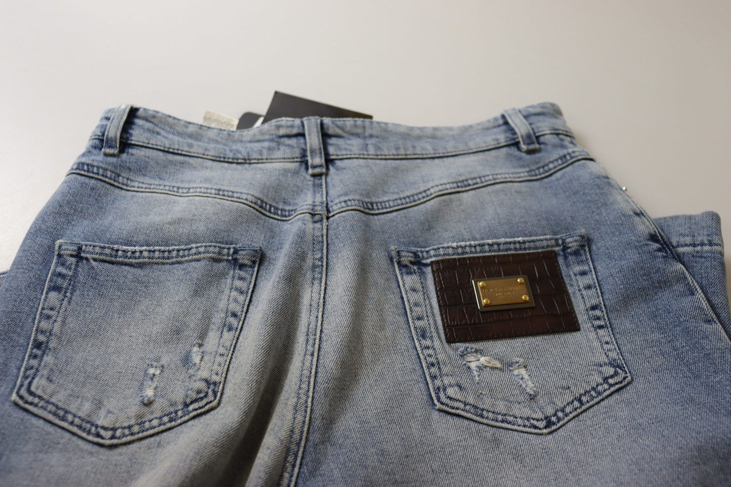 Dolce & Gabbana Blue Washed High Waist Cropped Denim Jeans Dolce & Gabbana