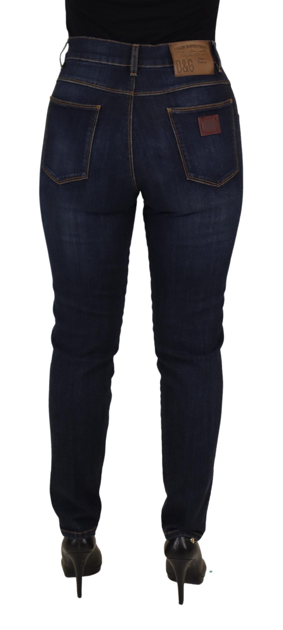 Dolce & Gabbana Blue Cotton High Waist Skinny Denim Jeans Dolce & Gabbana
