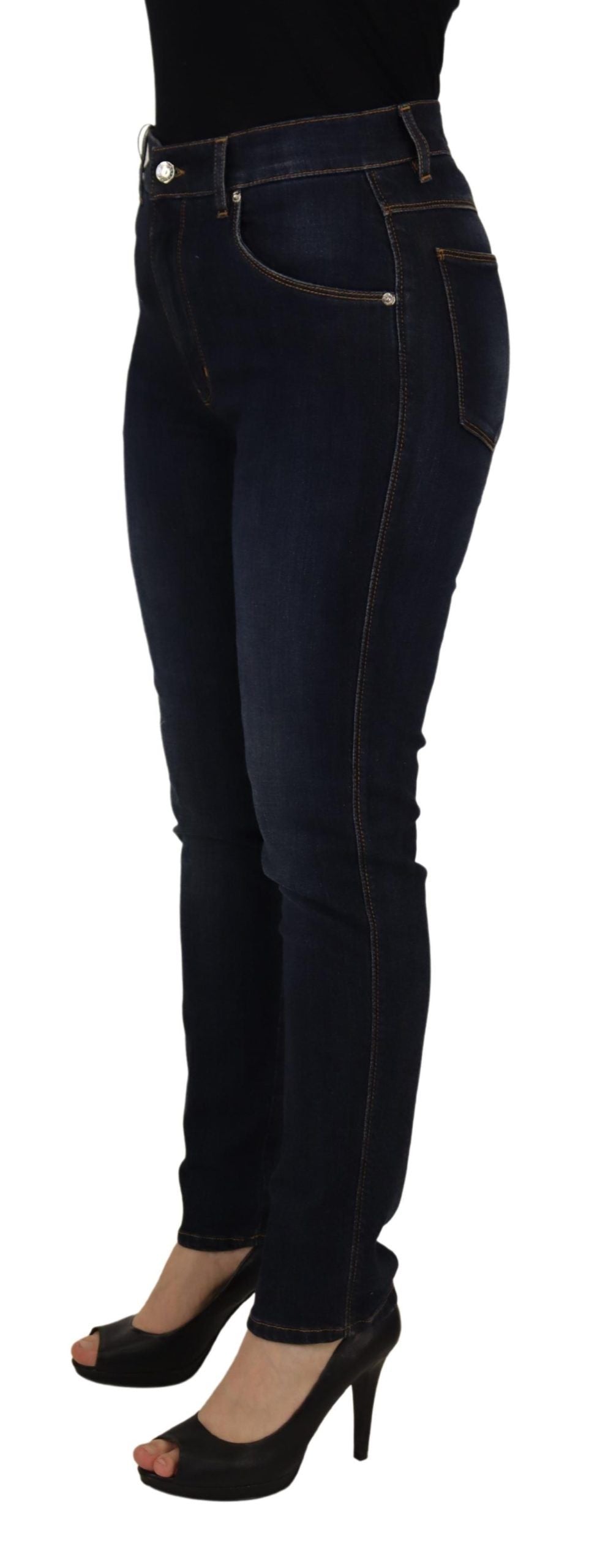 Dolce & Gabbana Blue Cotton High Waist Skinny Denim Jeans Dolce & Gabbana