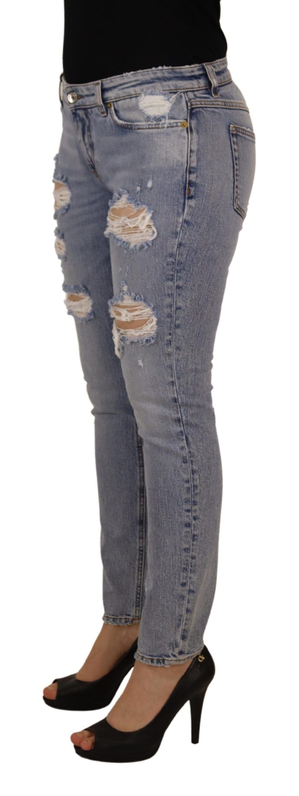 Dolce & Gabbana Blue Cotton Stretch Skinny Low Waist Denim Jeans Dolce & Gabbana