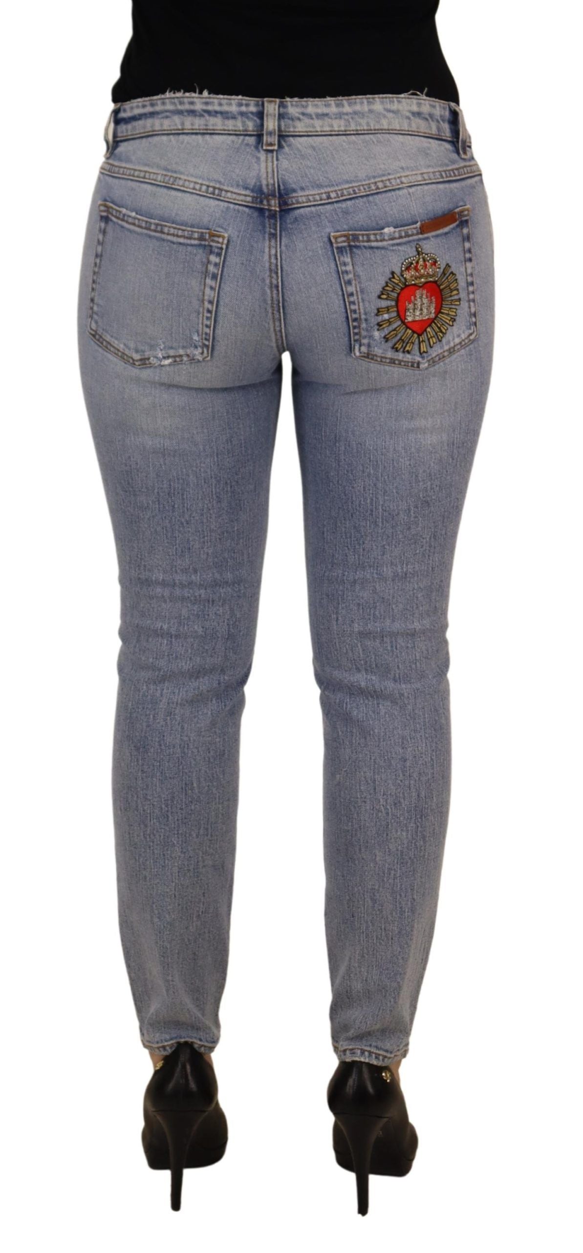 Dolce & Gabbana Blue Cotton Stretch Skinny Low Waist Denim Jeans Dolce & Gabbana