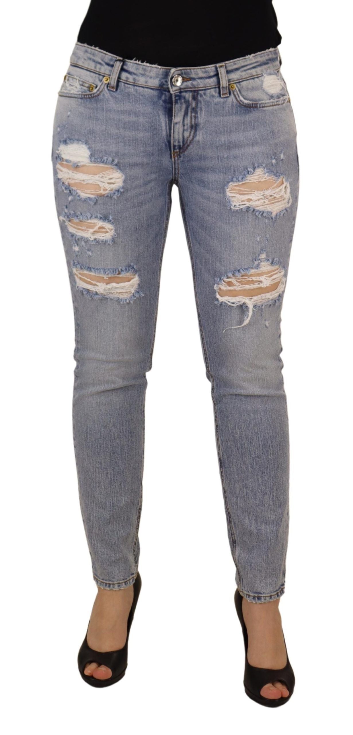 Dolce & Gabbana Blue Cotton Stretch Skinny Low Waist Denim Jeans Dolce & Gabbana
