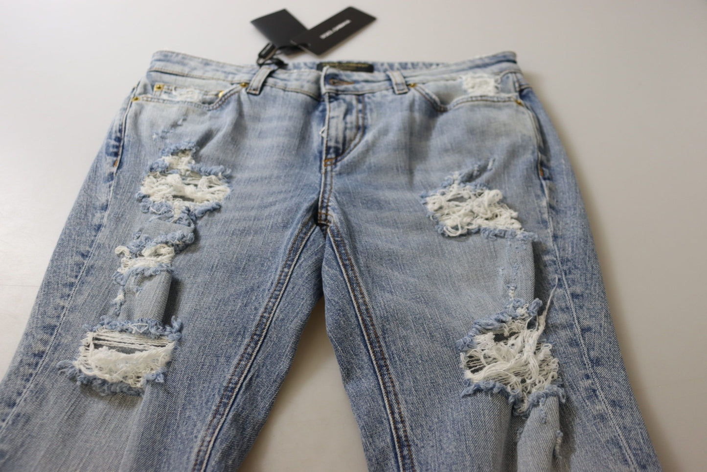 Dolce & Gabbana Blue Cotton Stretch Skinny Low Waist Denim Jeans Dolce & Gabbana