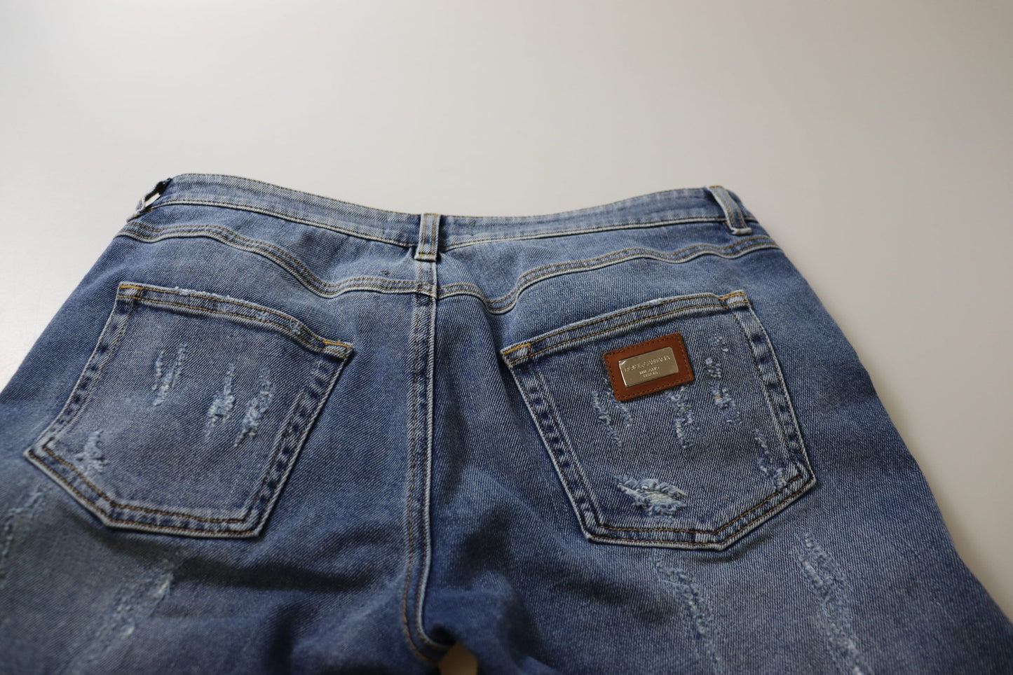 Dolce & Gabbana Blue Washed Cotton Skinny Low Waist Denim Jeans Dolce & Gabbana