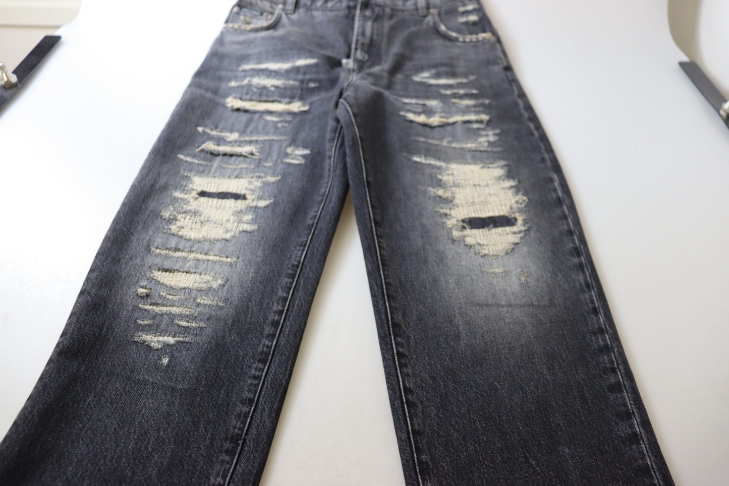 Dolce & Gabbana Black Washed Tattered High Waist Denim Jeans Dolce & Gabbana