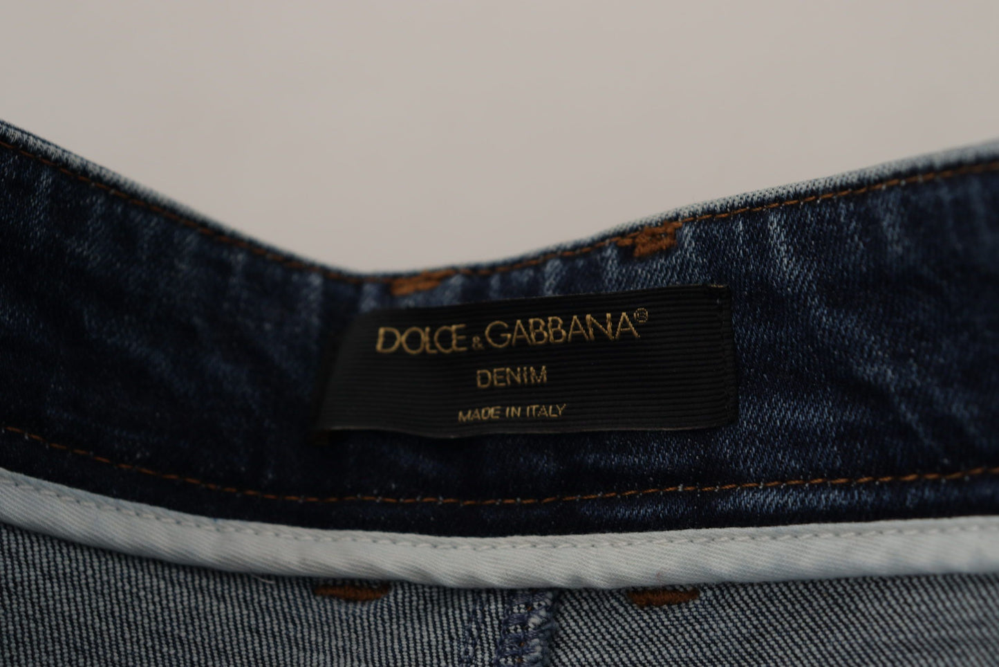 Dolce & Gabbana Blue Denim Crystal Embellished Pants Jeans Dolce & Gabbana