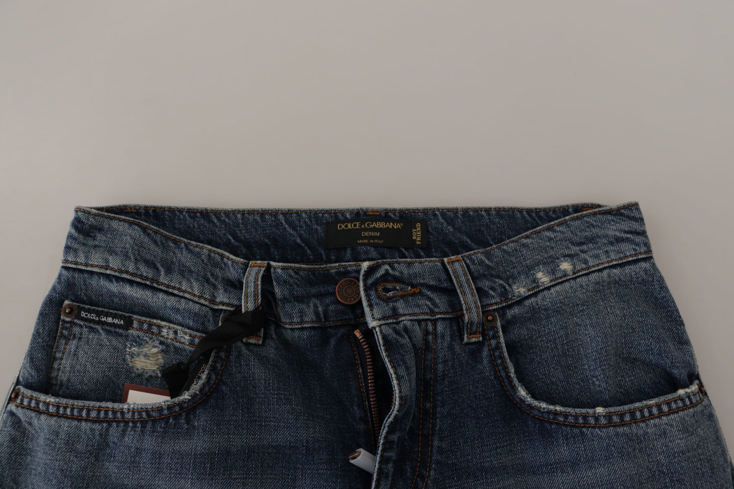 Dolce & Gabbana Blue Denim Baroque Heart Logo Patch Pants Jeans Dolce & Gabbana