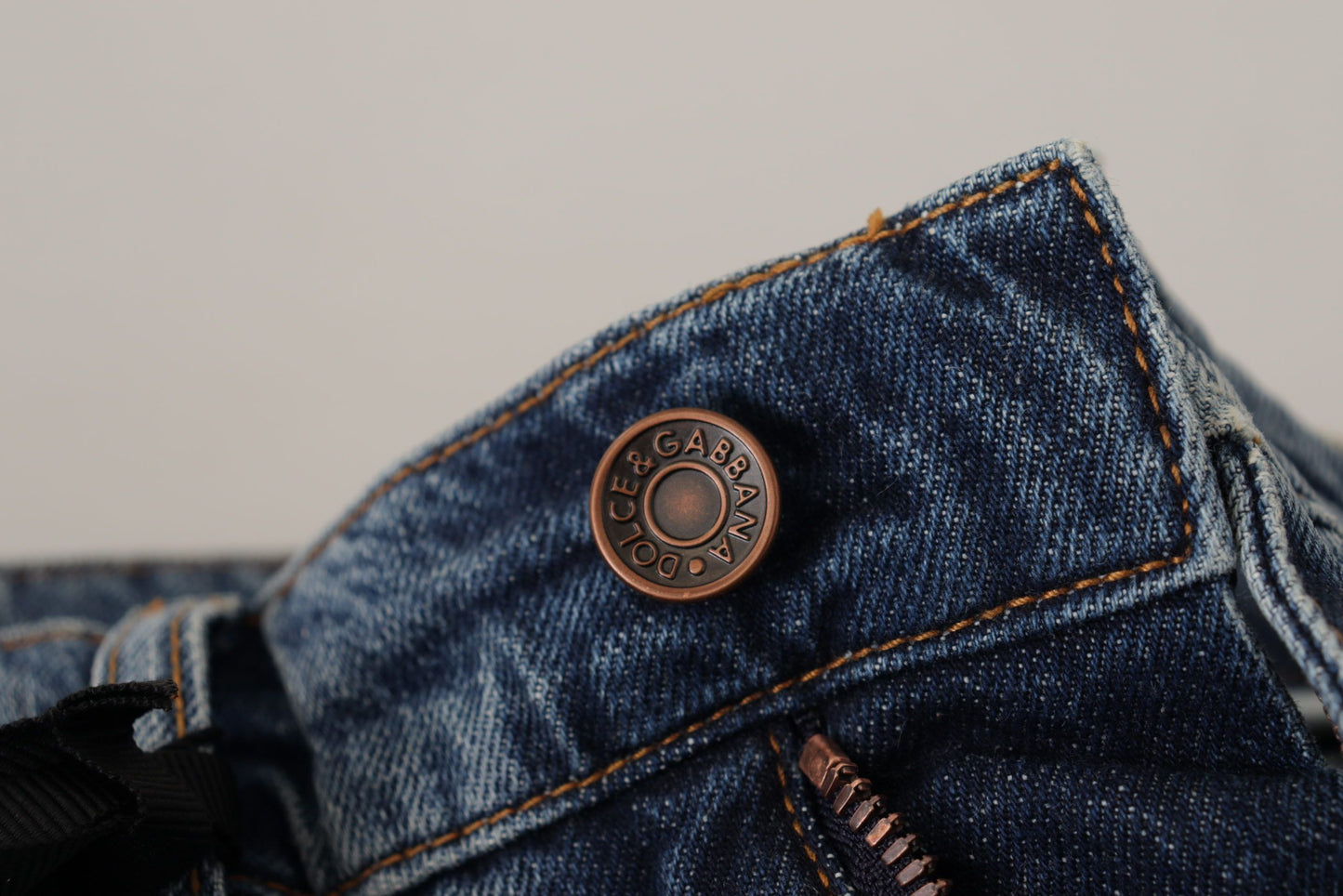 Dolce & Gabbana Blue Denim Baroque Heart Logo Patch Pants Jeans Dolce & Gabbana