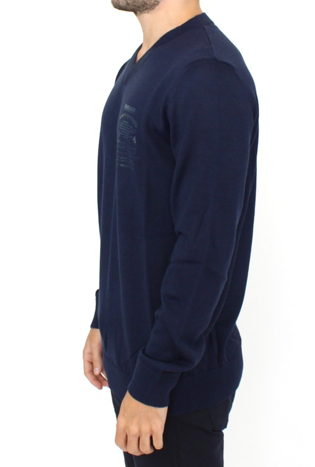 Ermanno Scervino Blue Wool Blend V-neck Pullover Sweater Ermanno Scervino