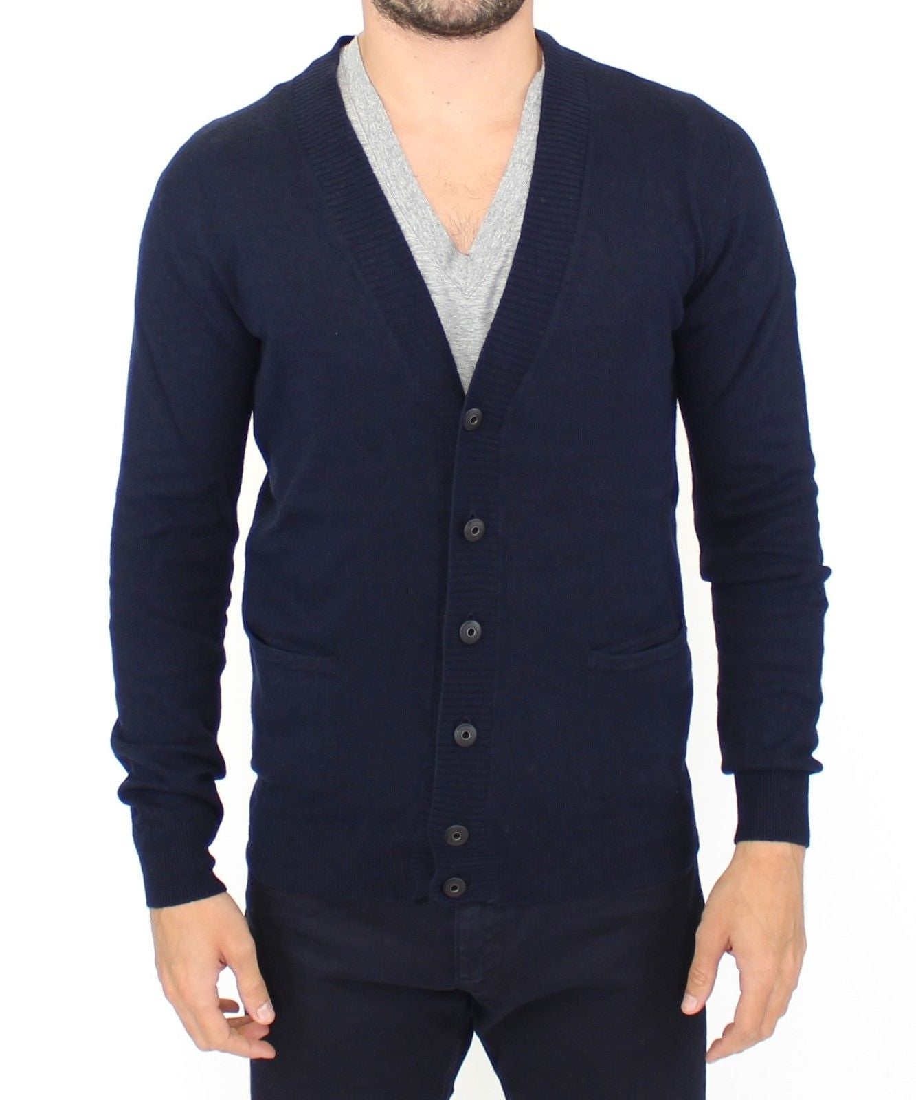 Ermanno Scervino Blue Wool Cashmere Cardigan Pullover Sweater Ermanno Scervino