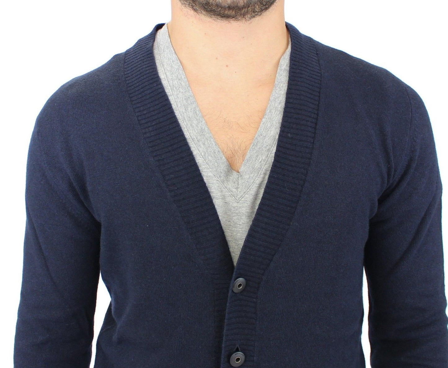 Ermanno Scervino Blue Wool Cashmere Cardigan Pullover Sweater Ermanno Scervino