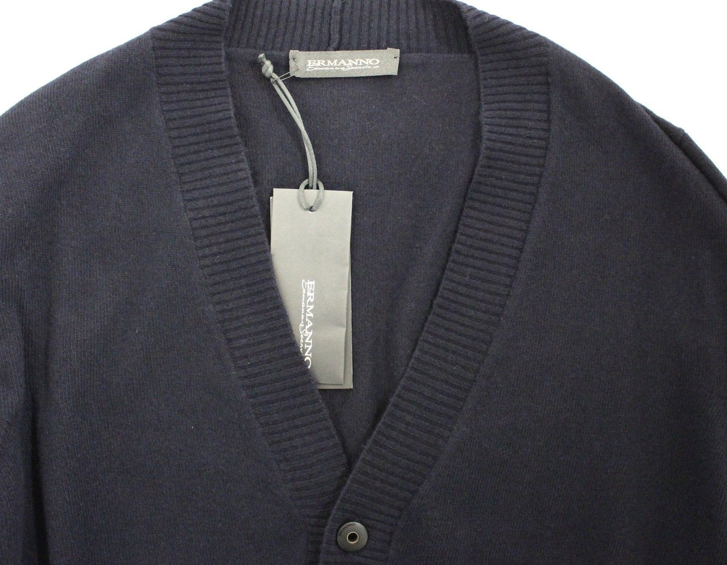 Ermanno Scervino Blue Wool Cashmere Cardigan Pullover Sweater Ermanno Scervino