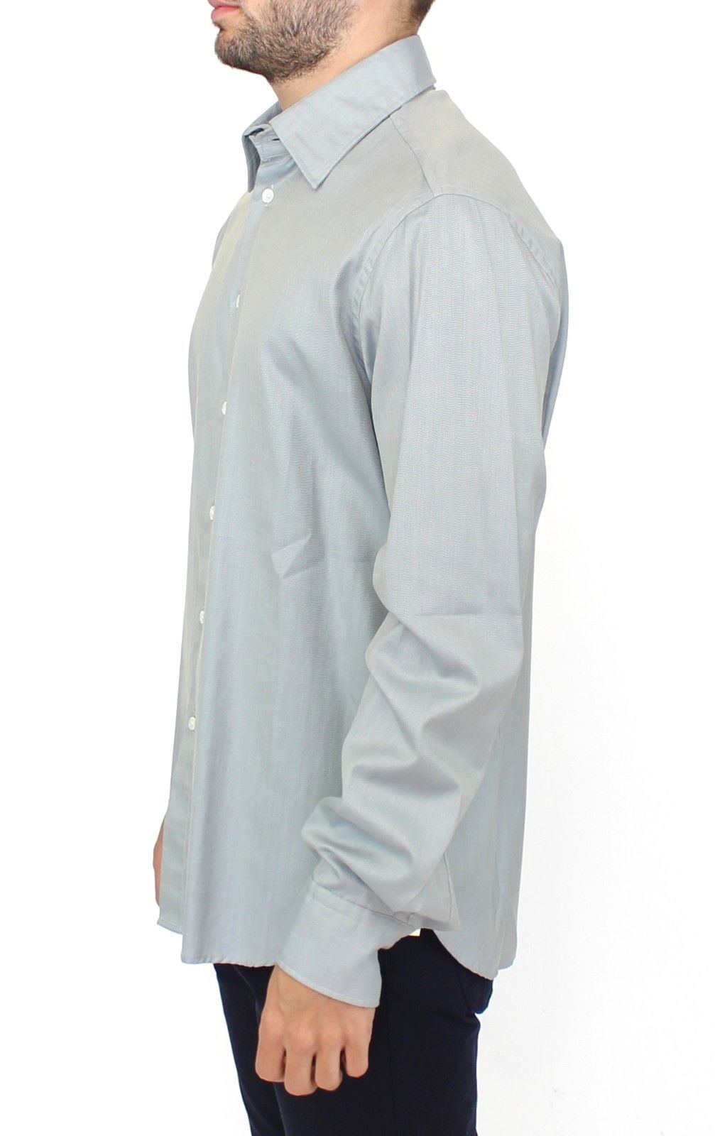 Ermanno Scervino Gray Cotton Long Sleeve Casual Shirt Top Ermanno Scervino