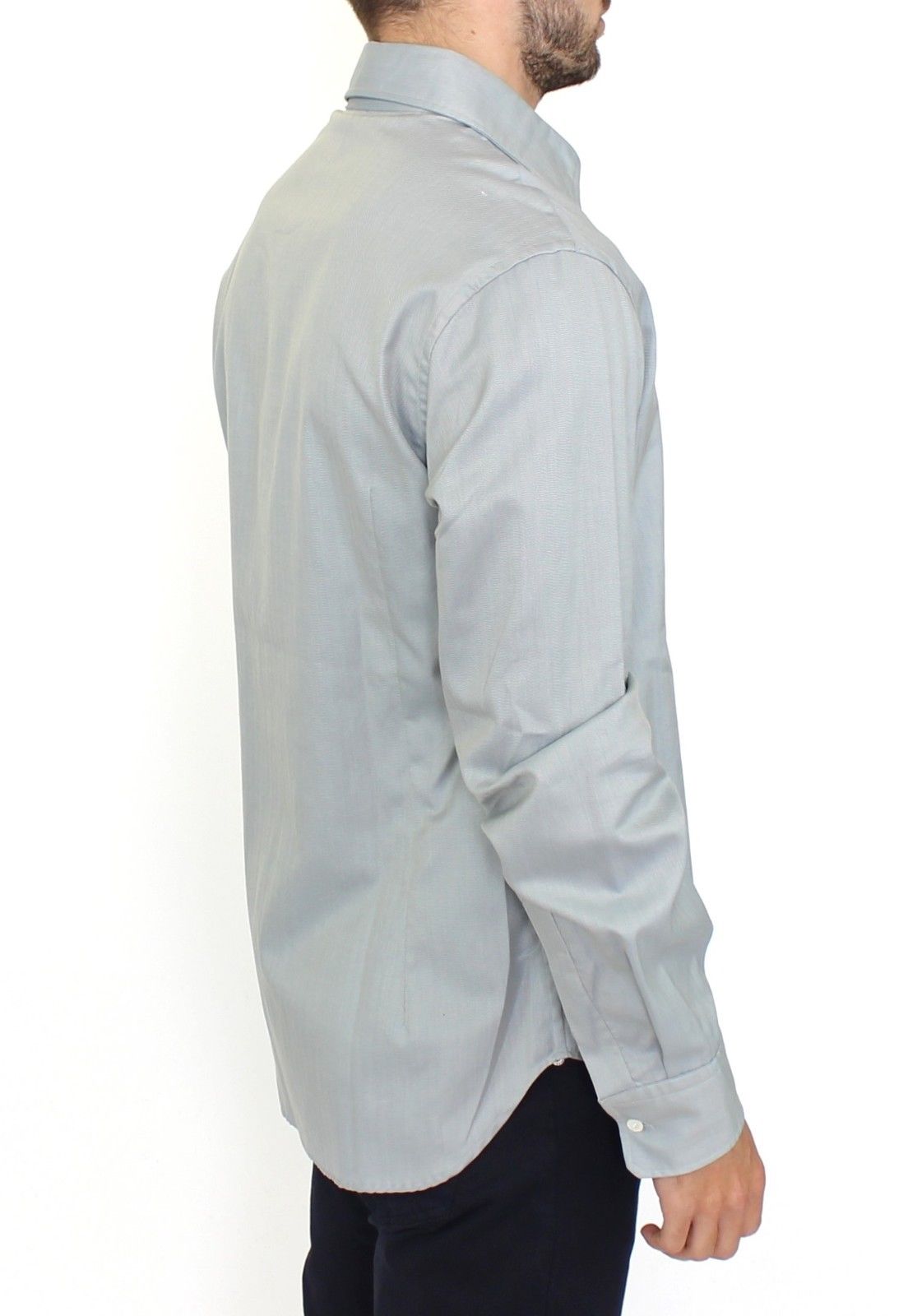 Ermanno Scervino Gray Cotton Long Sleeve Casual Shirt Top Ermanno Scervino