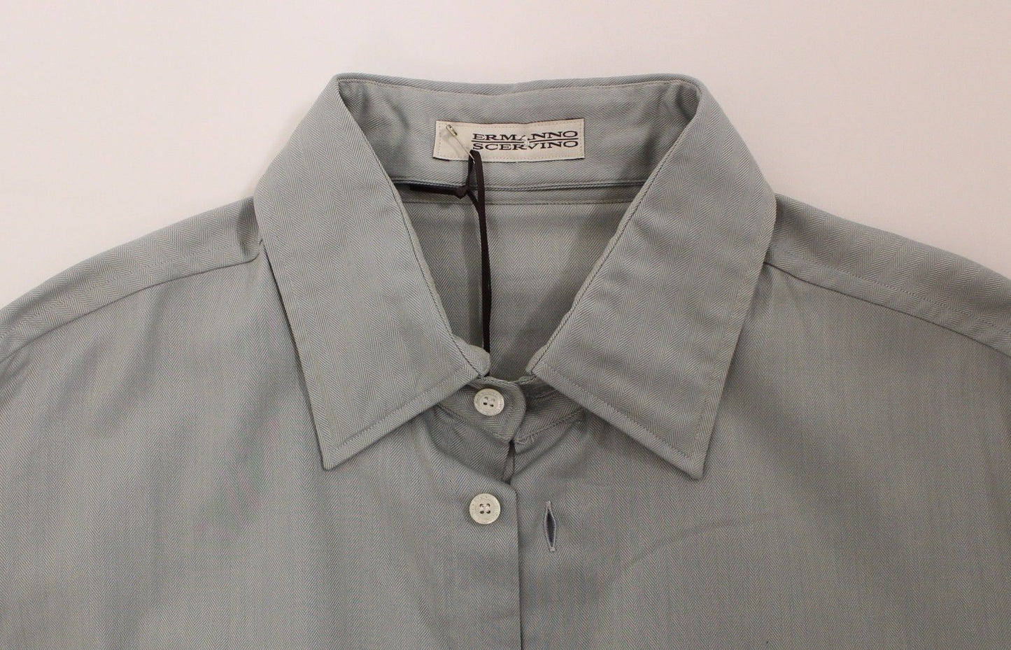 Ermanno Scervino Gray Cotton Long Sleeve Casual Shirt Top Ermanno Scervino
