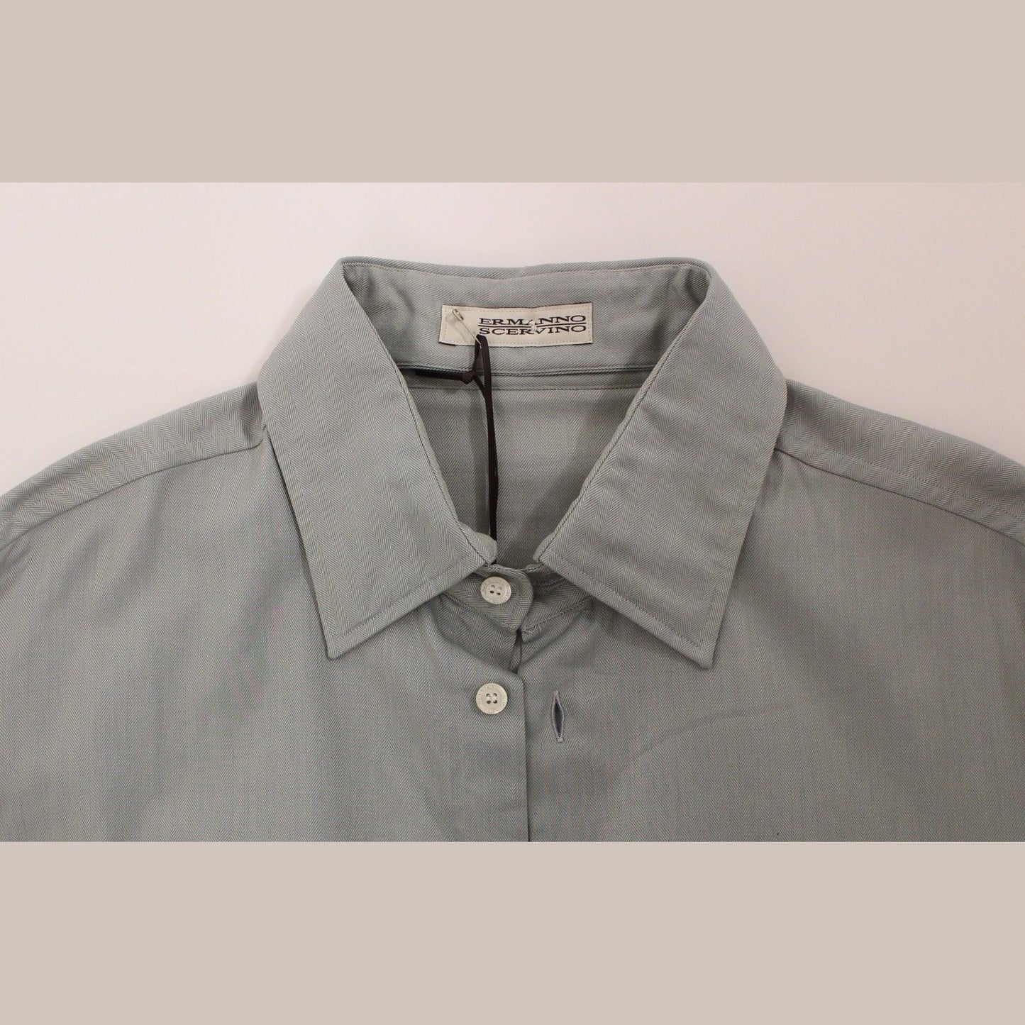 Ermanno Scervino Gray Cotton Long Sleeve Casual Shirt Top