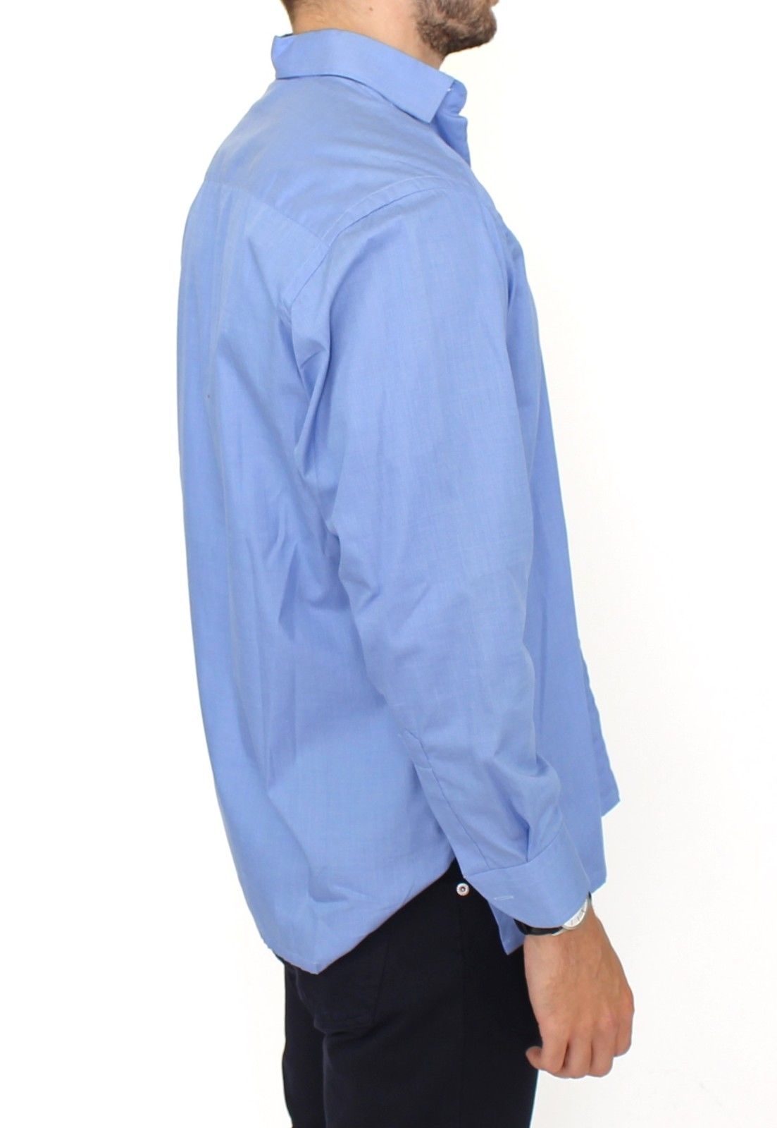 Ermanno Scervino Blue Cotton Dress Classic Fit Shirt Ermanno Scervino