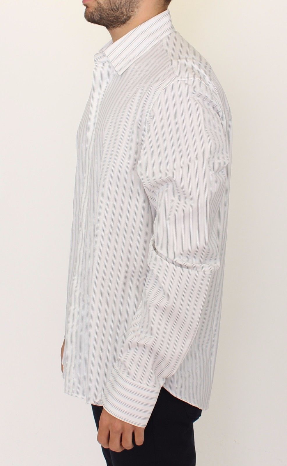 Ermanno Scervino White Black Striped Regular Fit Casual Shirt Ermanno Scervino