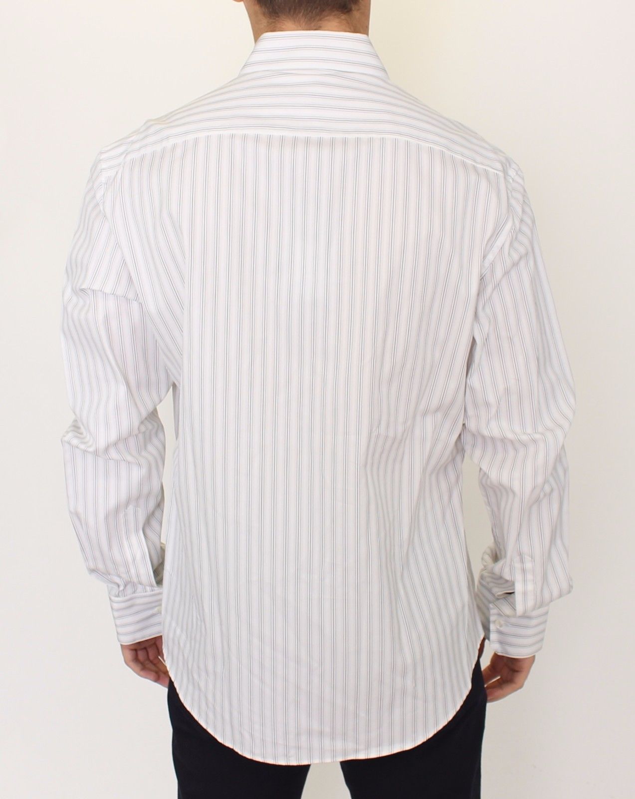 Ermanno Scervino White Black Striped Regular Fit Casual Shirt Ermanno Scervino