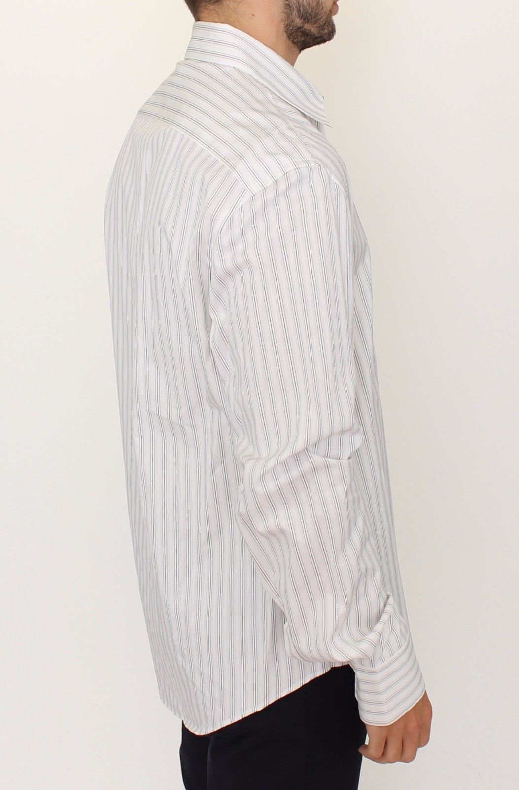Ermanno Scervino White Black Striped Regular Fit Casual Shirt Ermanno Scervino