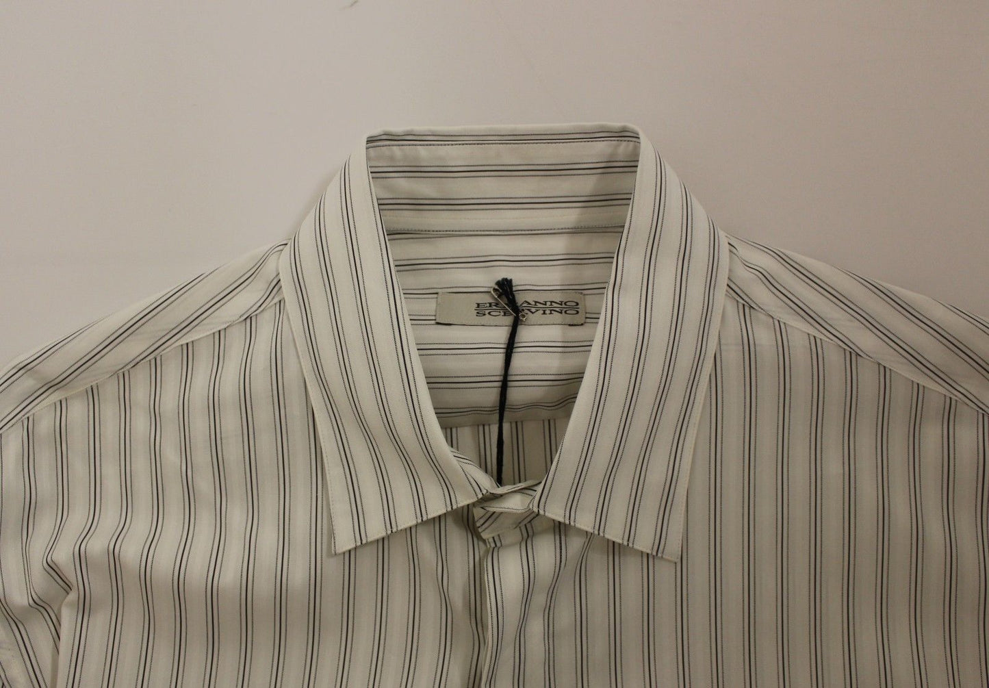 Ermanno Scervino White Black Striped Regular Fit Casual Shirt Ermanno Scervino