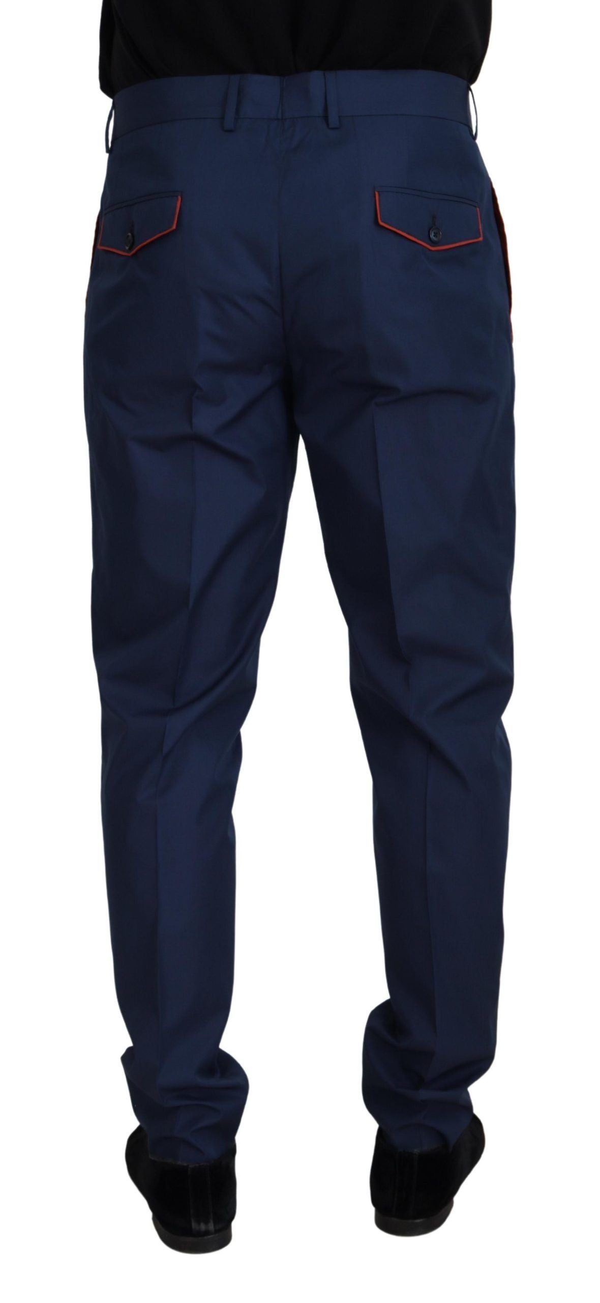 Dolce & Gabbana Blue Cotton Silk Trousers Chinos Pants Dolce & Gabbana