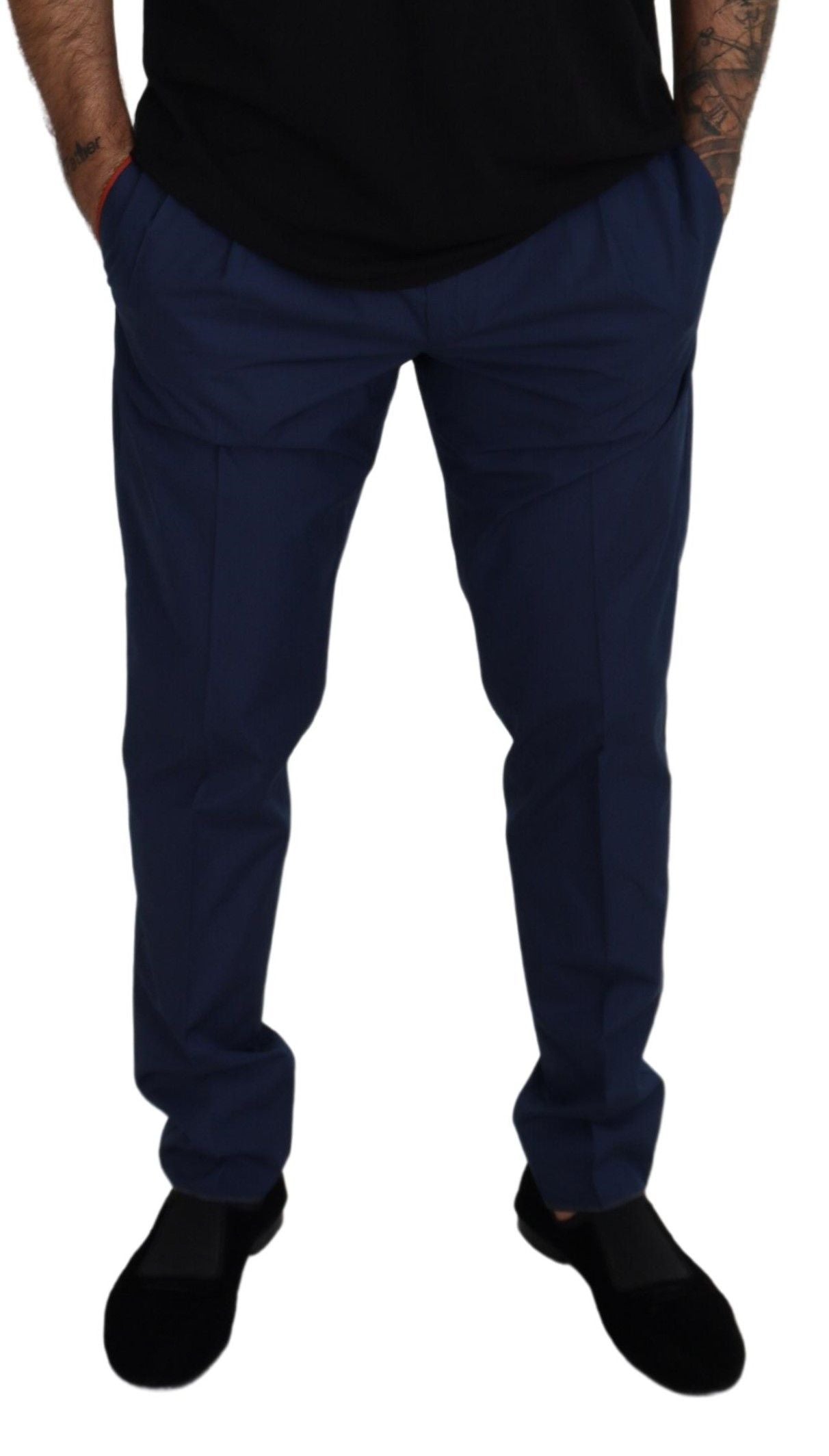 Dolce & Gabbana Blue Cotton Silk Trousers Chinos Pants Dolce & Gabbana