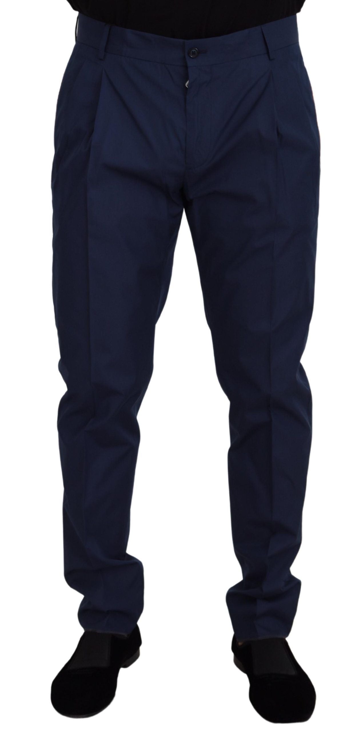 Dolce & Gabbana Blue Cotton Silk Trousers Chinos Pants Dolce & Gabbana