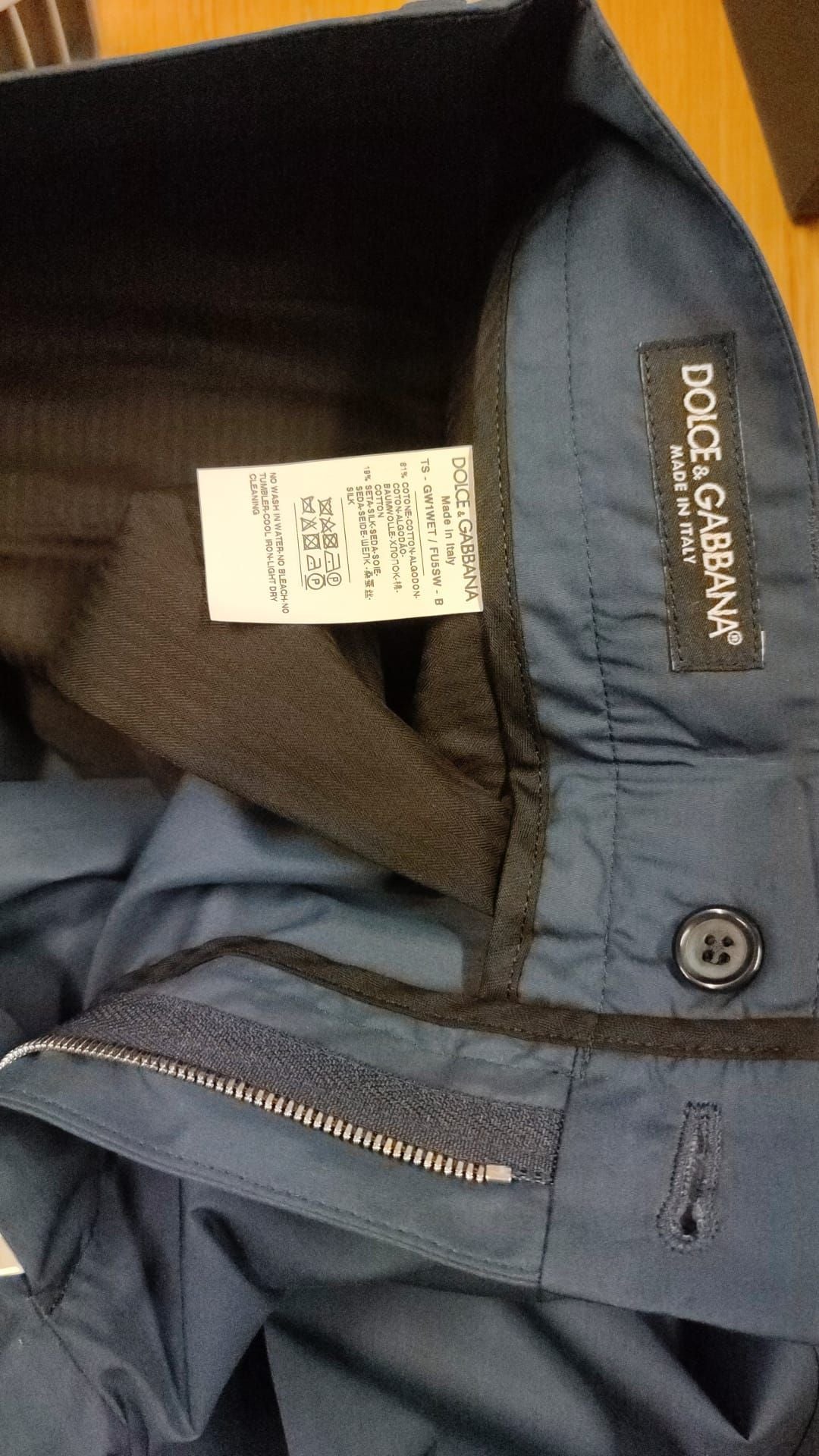 Dolce & Gabbana Blue Cotton Silk Trousers Chinos Pants Dolce & Gabbana