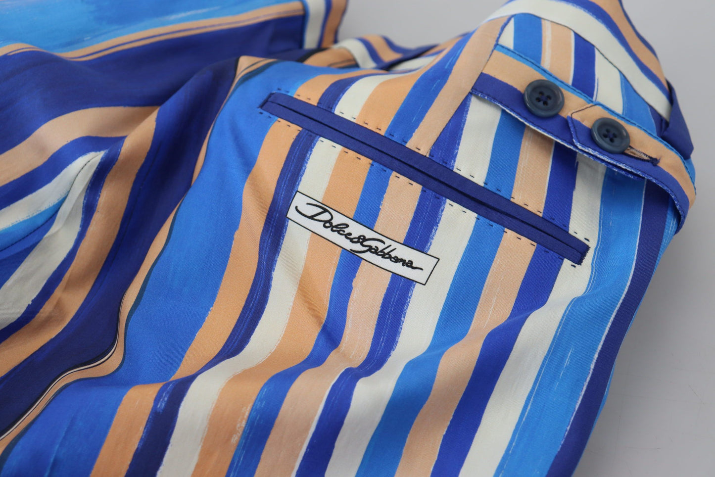 Dolce & Gabbana Blue Striped Silk Cotton Slim Trousers Pants Dolce & Gabbana